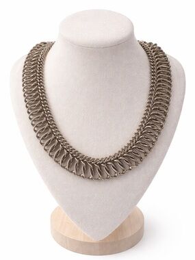 Vintage KARU Necklace Statement Collar Heavy Gold Tone Chain Signed